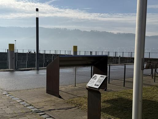 Metallstele mit QR-Codetafel in (Bodman-)Ludwigshafen