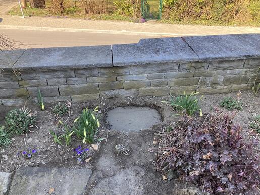Fundament für die Infostele mit der Unterstützertafel